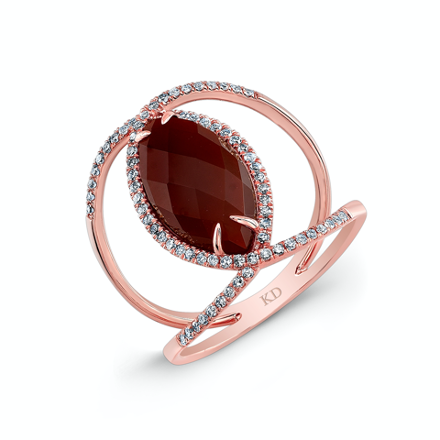 Rose gold ring with a ruby in it
