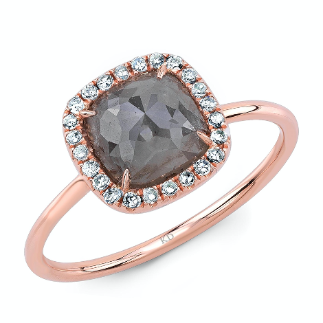 Rough gray diamond rose gold ring